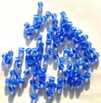 100, 4mm Faceted Sapphire Firepolish Beads